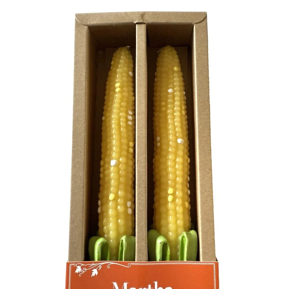 Martha Stewart Corn on the Cob Taper Pillar Candles Set of 2 Unique Thanksgiving